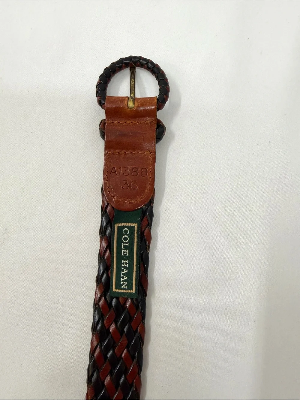 Cole Haan Woven Leather Belt Size 36 Brown & Black